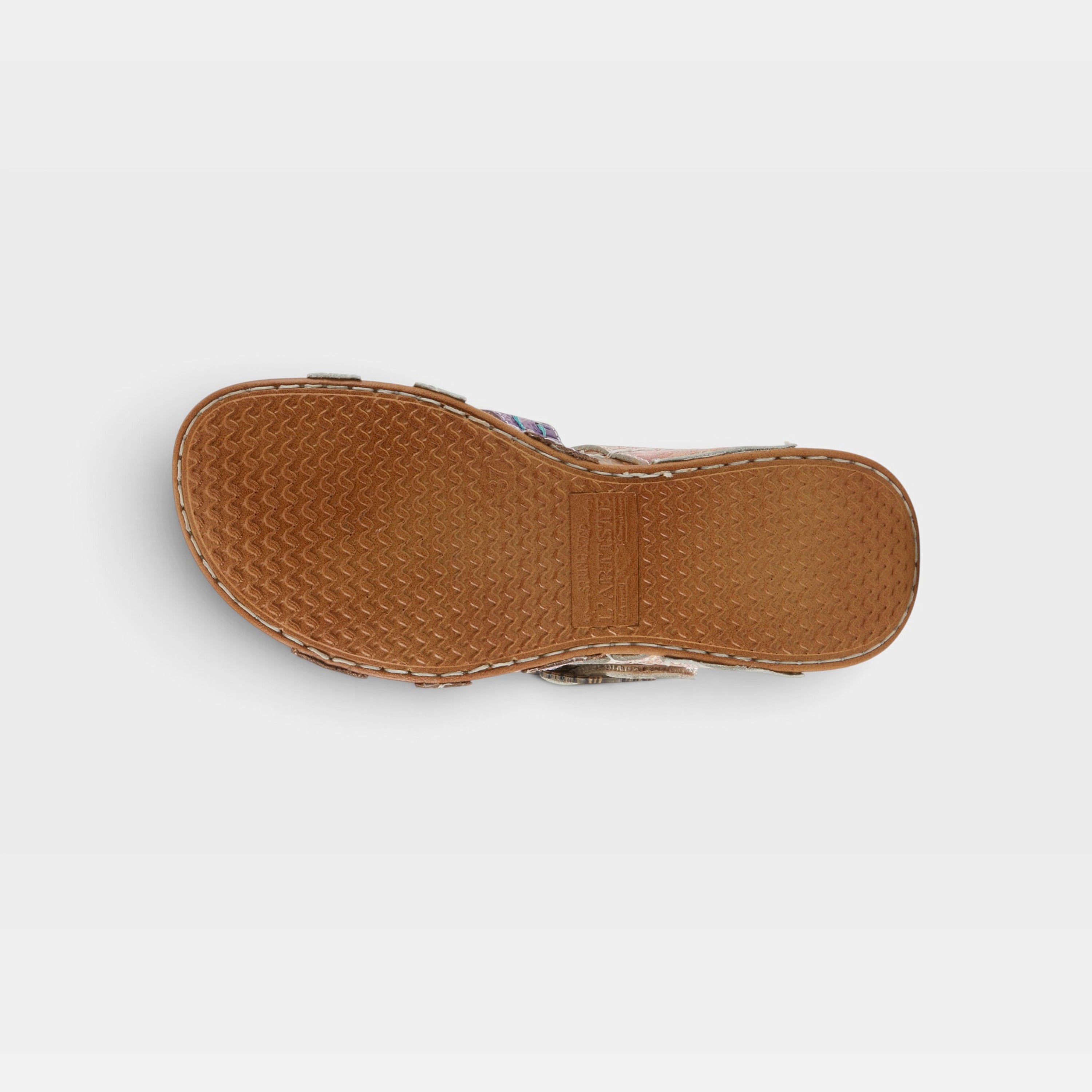 L'Artiste Calamityjay sandals in Purple Multi, outsole view
