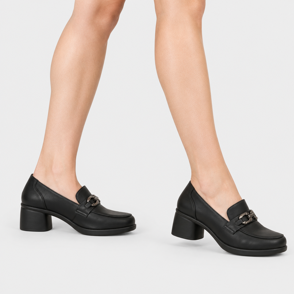 Flexus Calderoni Black Shoe - on-foot view