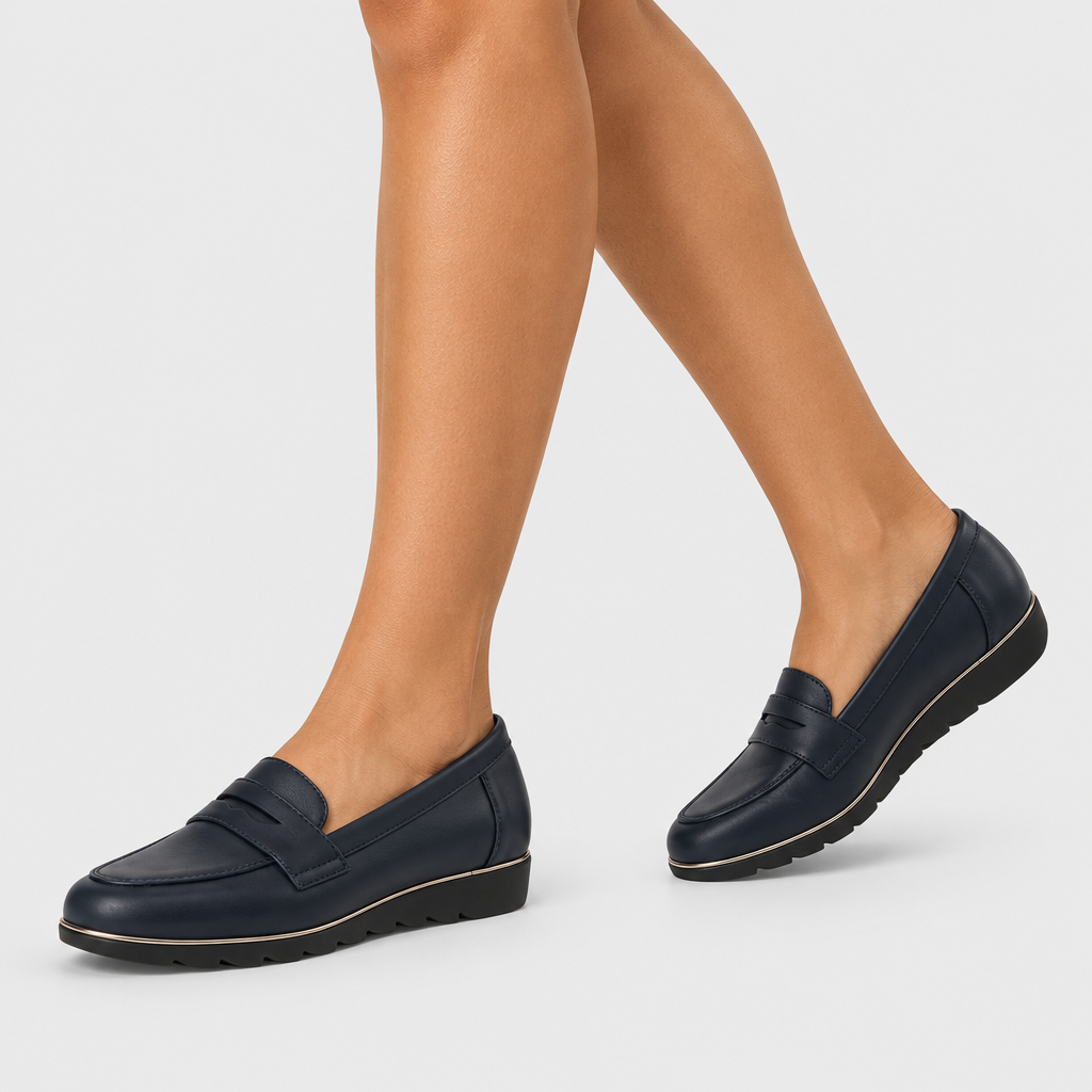Flexus Cantuta Navy Shoe - on-foot view