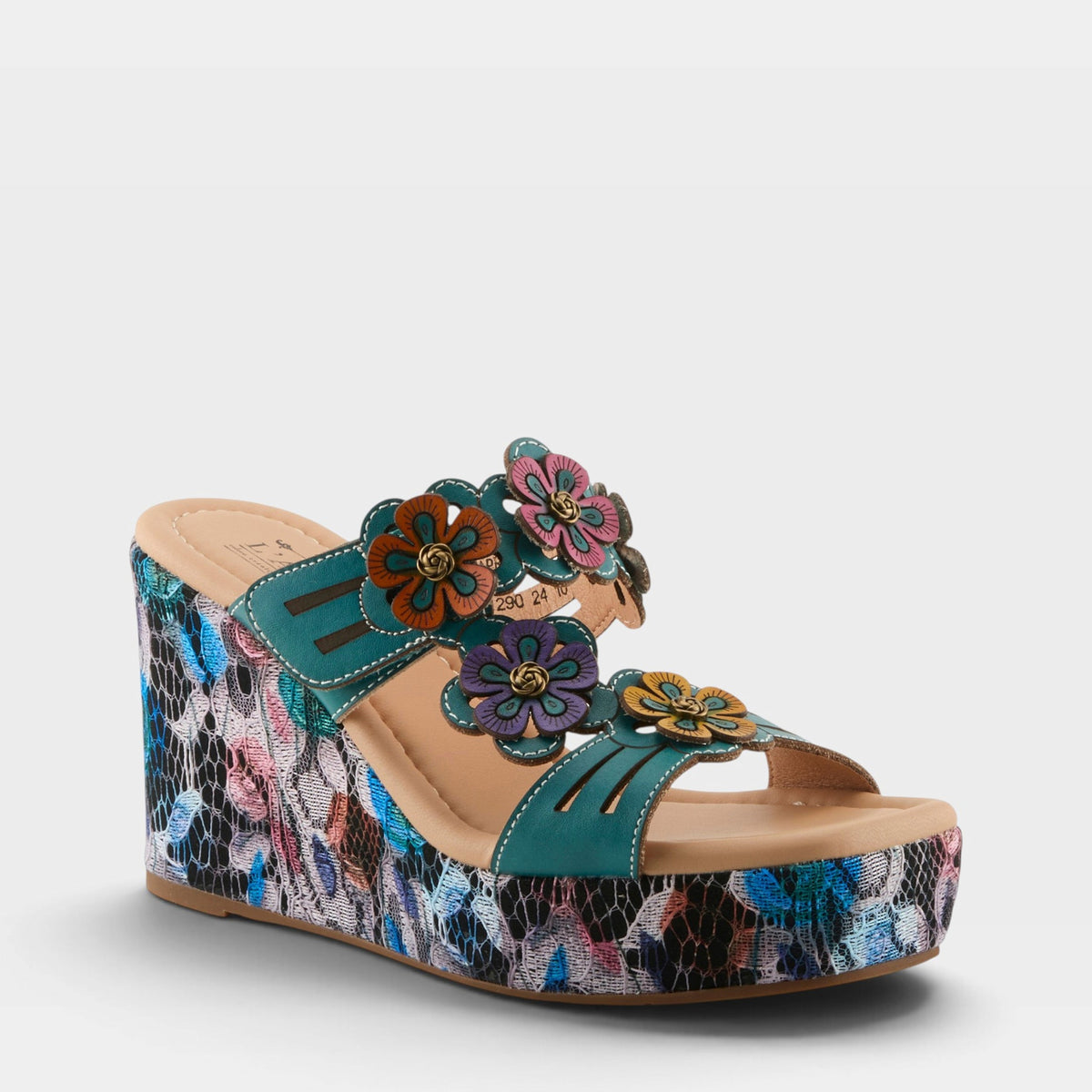 L'Artiste CAPRICE SANDALS in TURQUOISE, front view