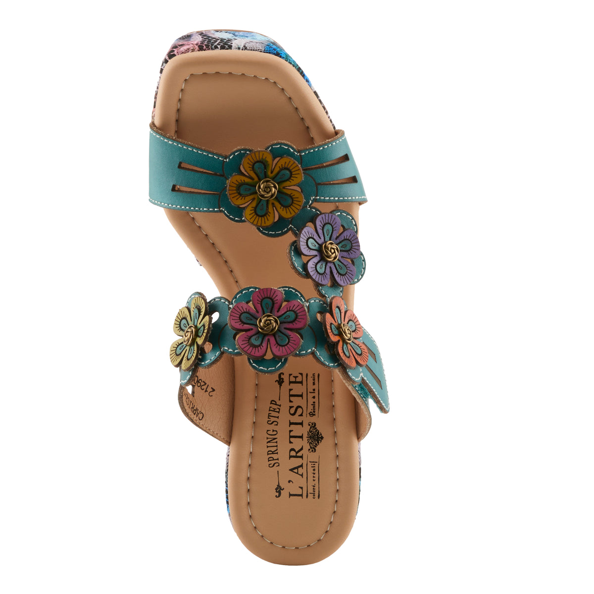 L'Artiste L'ARTISTE CAPRICE SANDALS sandal in turquoise with handcrafted leather design