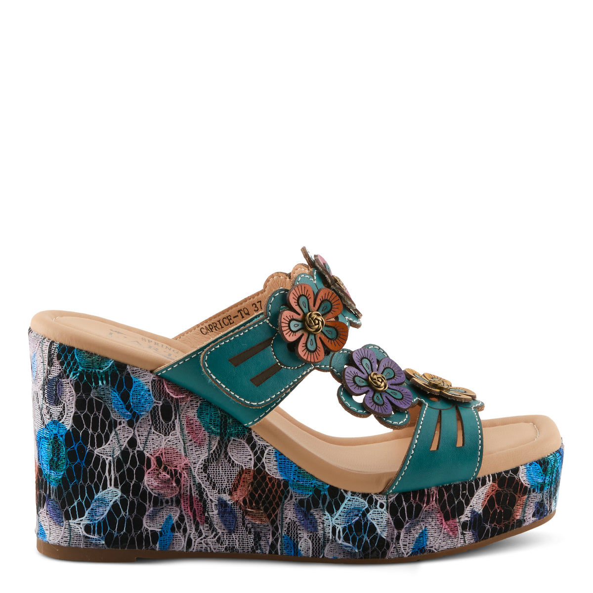 L'Artiste L'ARTISTE CAPRICE SANDALS sandal in turquoise with handcrafted leather design