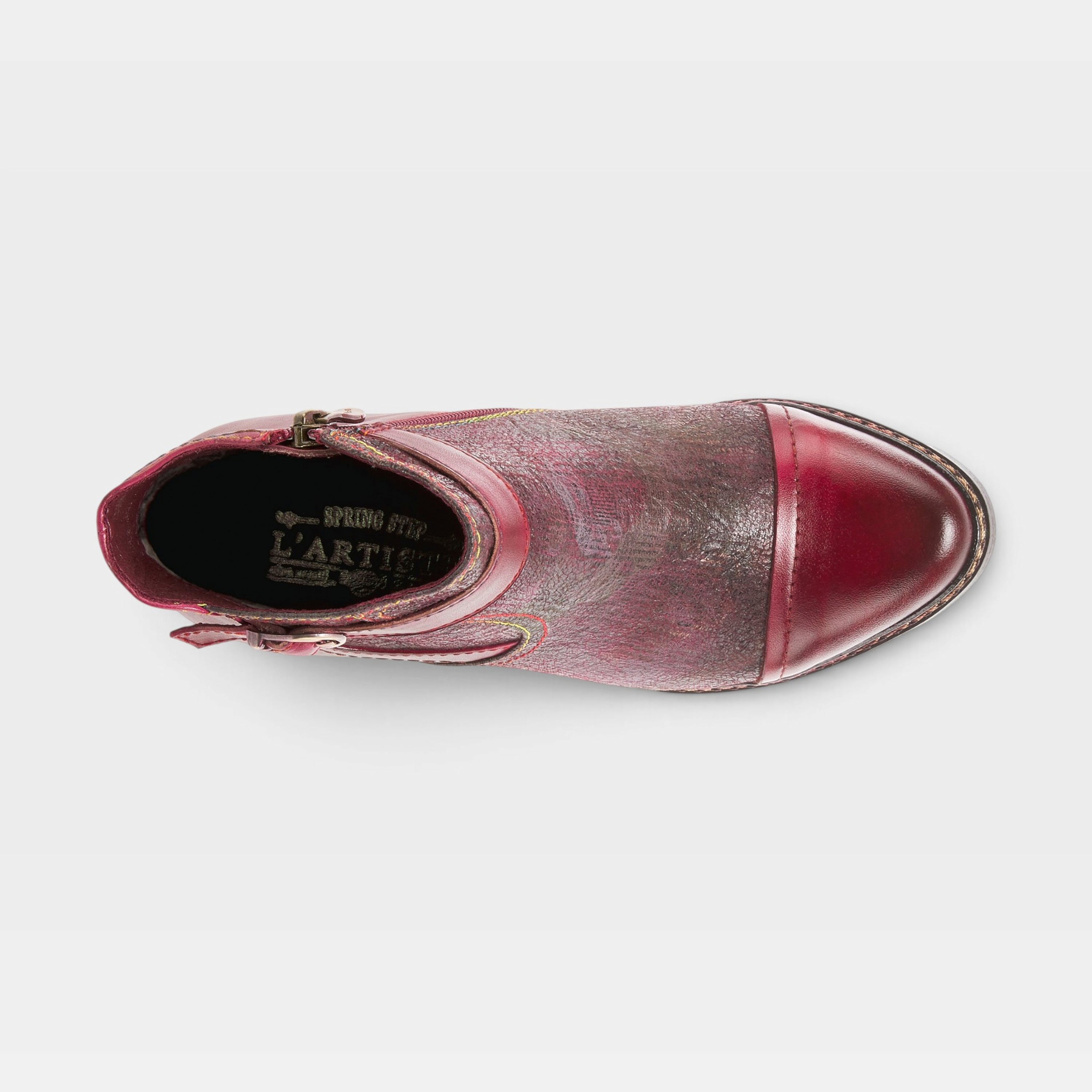 L'Artiste Captivate booties in Bordeaux Multi, top view