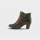 L'Artiste Captivate booties in Olive Multi, side view