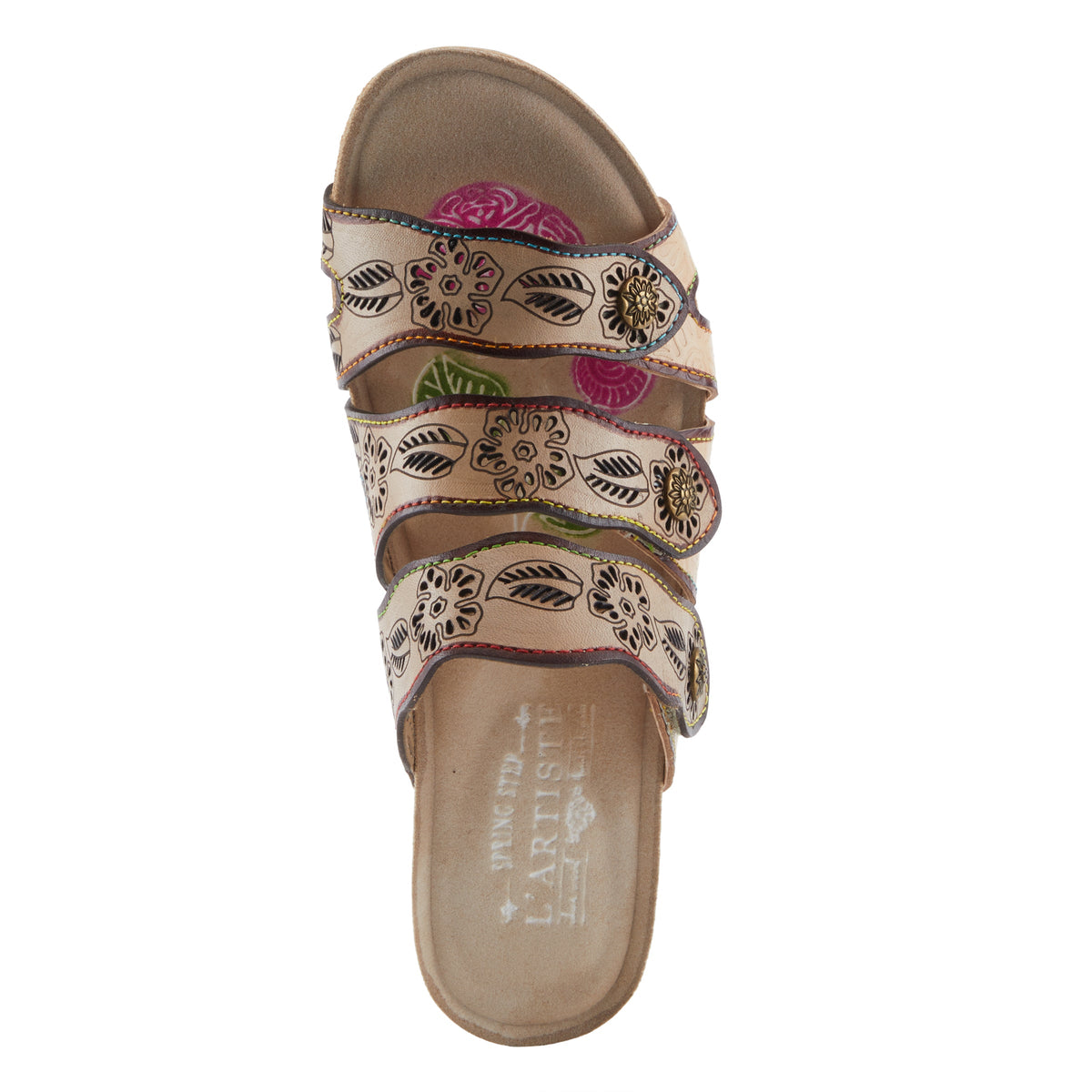 L'Artiste L'ARTISTE CARBONE SANDALS sandal in taupe multi with handcrafted leather design
