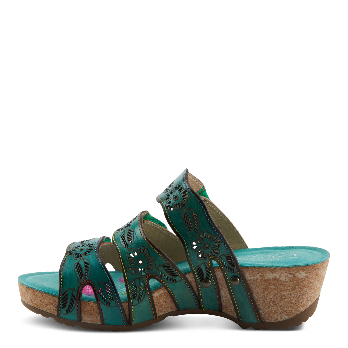 L'Artiste L'ARTISTE CARBONE SANDALS sandal in green multi with handcrafted leather design