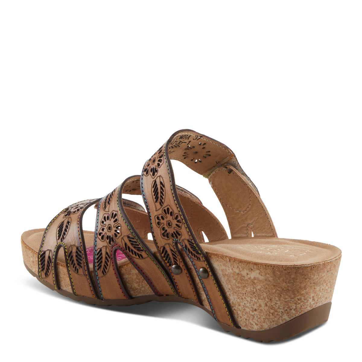 L'Artiste L'ARTISTE CARBONE SANDALS sandal in tan multi with handcrafted leather design