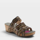 L'Artiste CARBONE SANDALS in TAUPE MULTI, front view