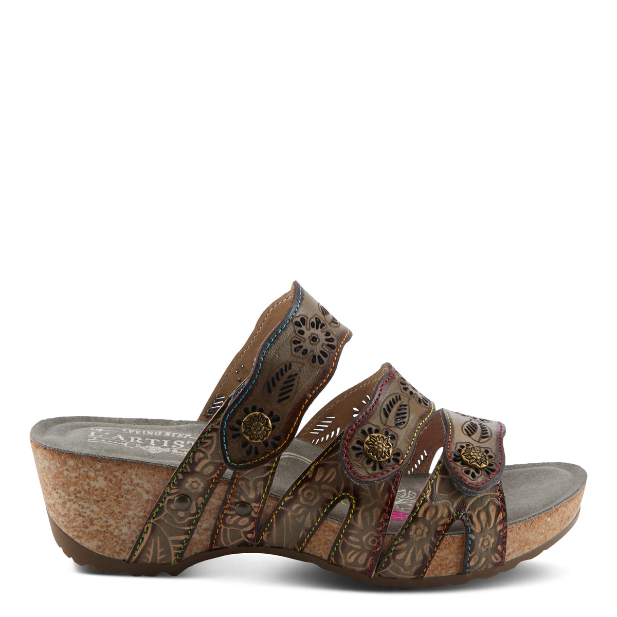 L'Artiste L'ARTISTE CARBONE SANDALS sandal in taupe multi with handcrafted leather design