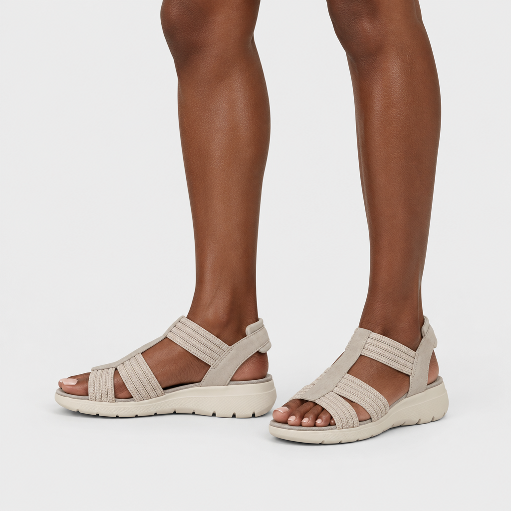 Flexus Cardona Grey Sandal - on-foot view