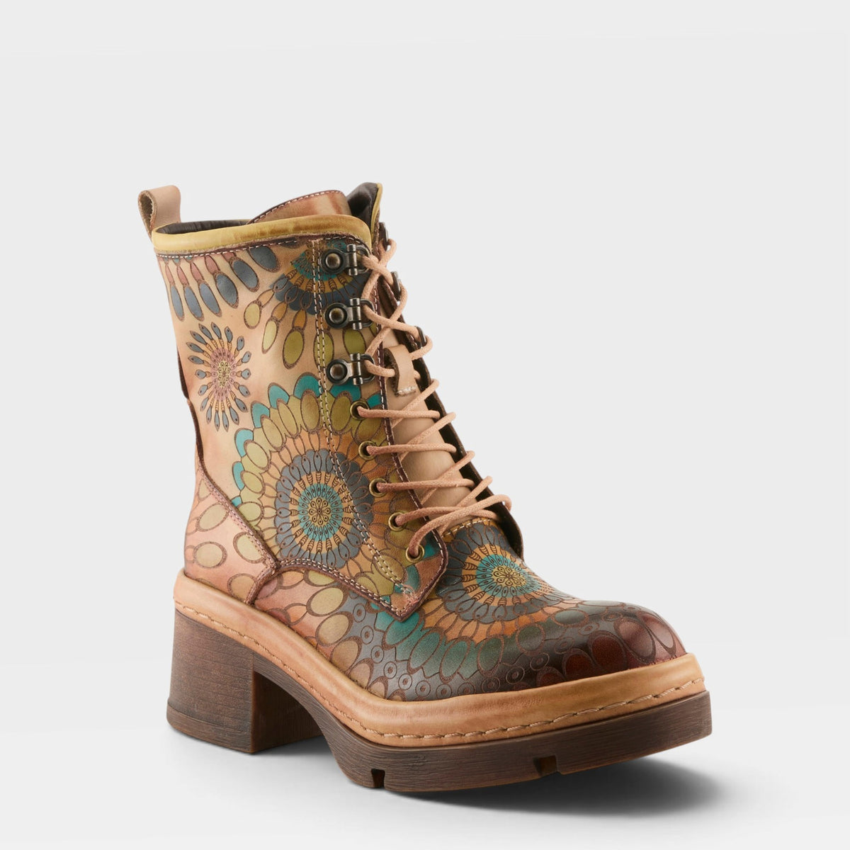 L'Artiste CARNIVALE BOOTS in BEIGE MULTI, front view