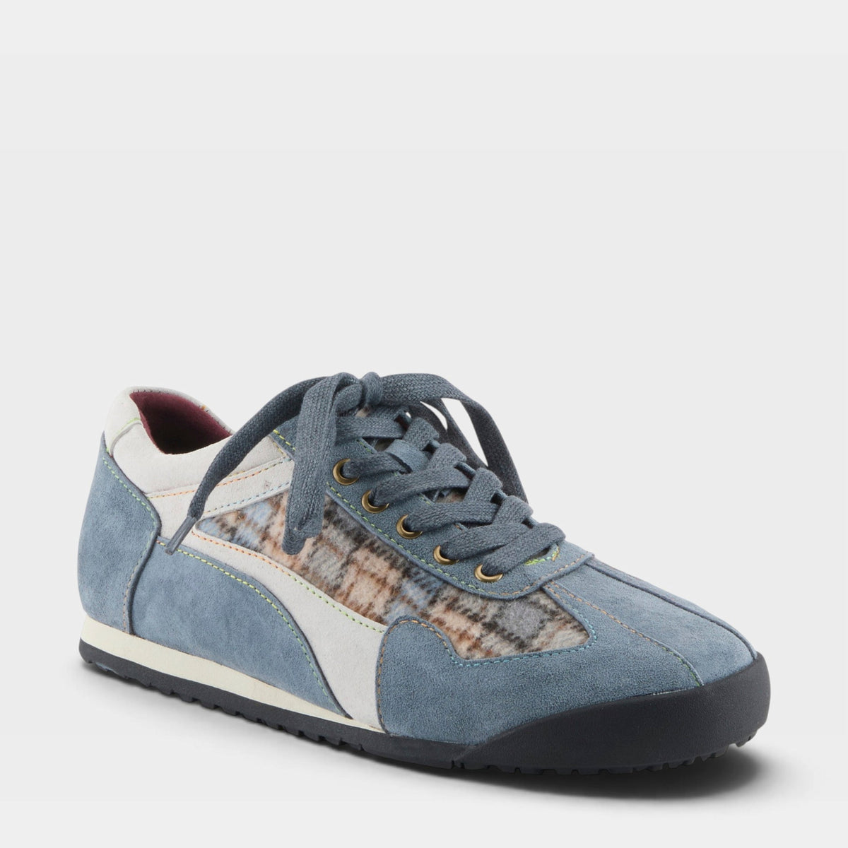 L'Artiste CARPEDIEM SNEAKER SHOE in BLUE MULTI SUEDE, front view