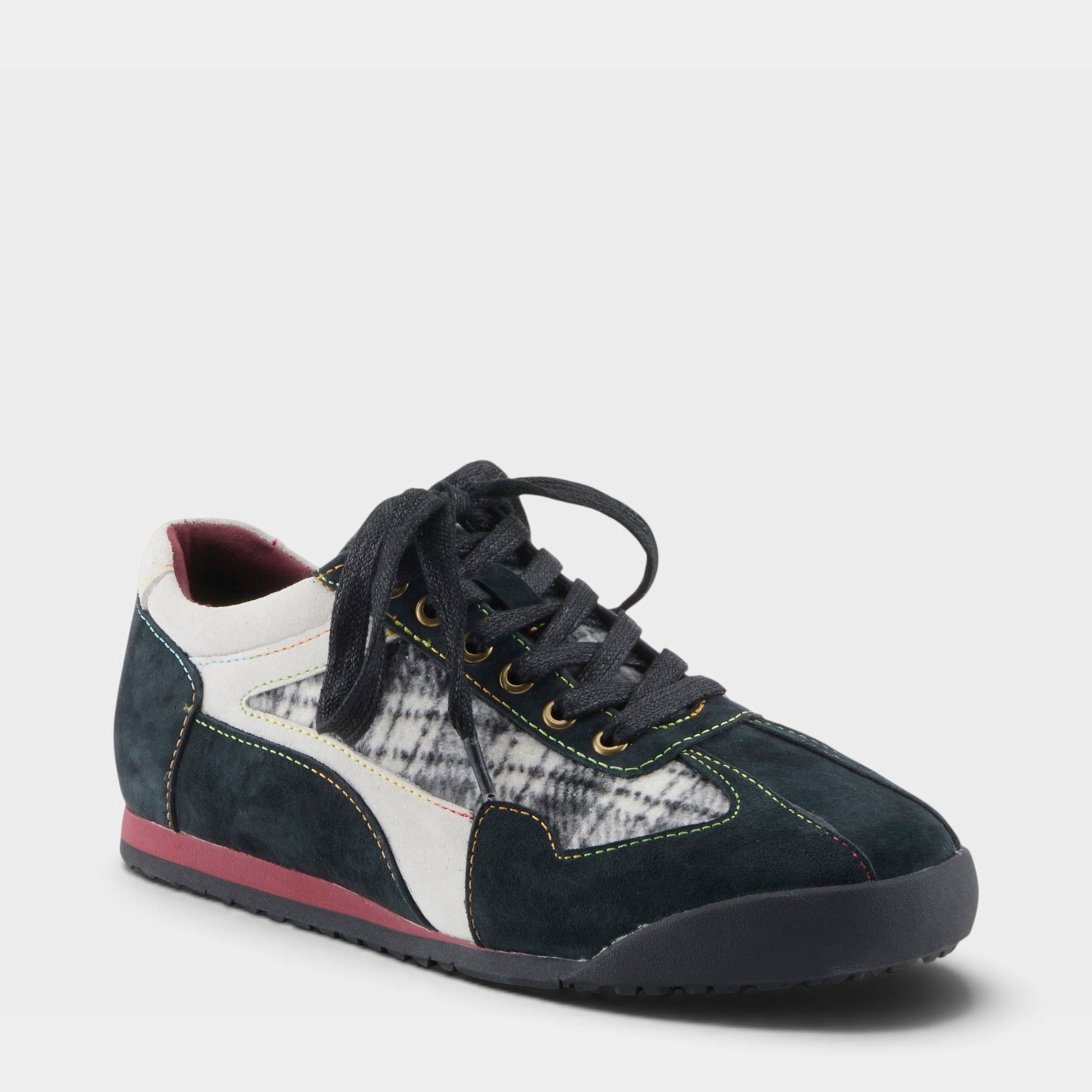 L'Artiste CARPEDIEM SNEAKER SHOE in BLACK MULTI SUEDE, front view