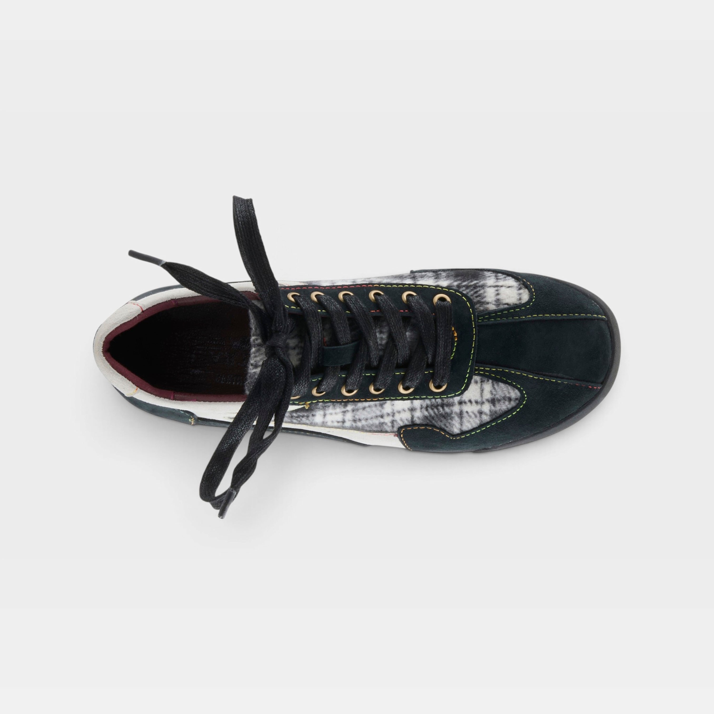 L'Artiste Carpediem sneakers in Black Multi Suede, top view