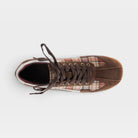 L'Artiste Carpediem sneakers in Brown Multi Suede, top view