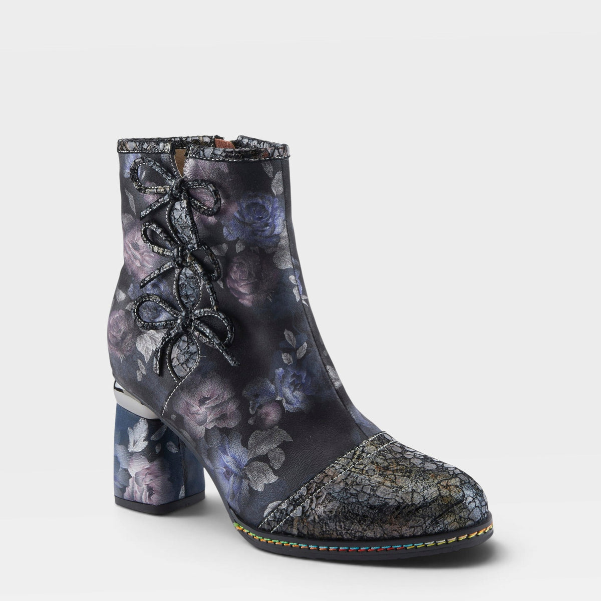 L'Artiste CARRE BOOTS in BLACK MULTI, front view