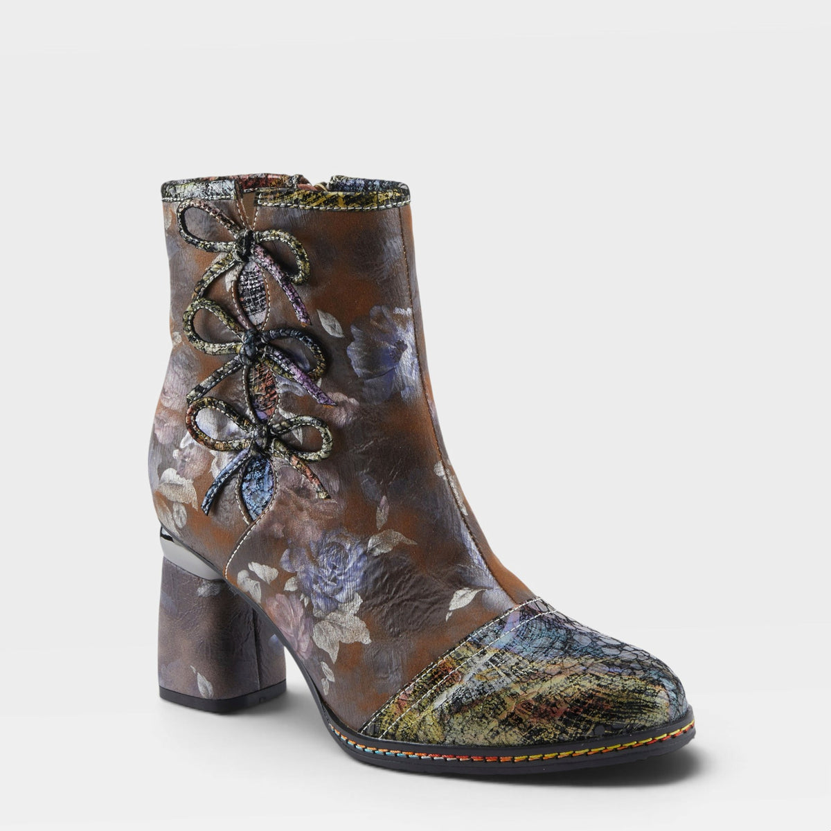 L'Artiste CARRE BOOTS in BROWN MULTI, front view