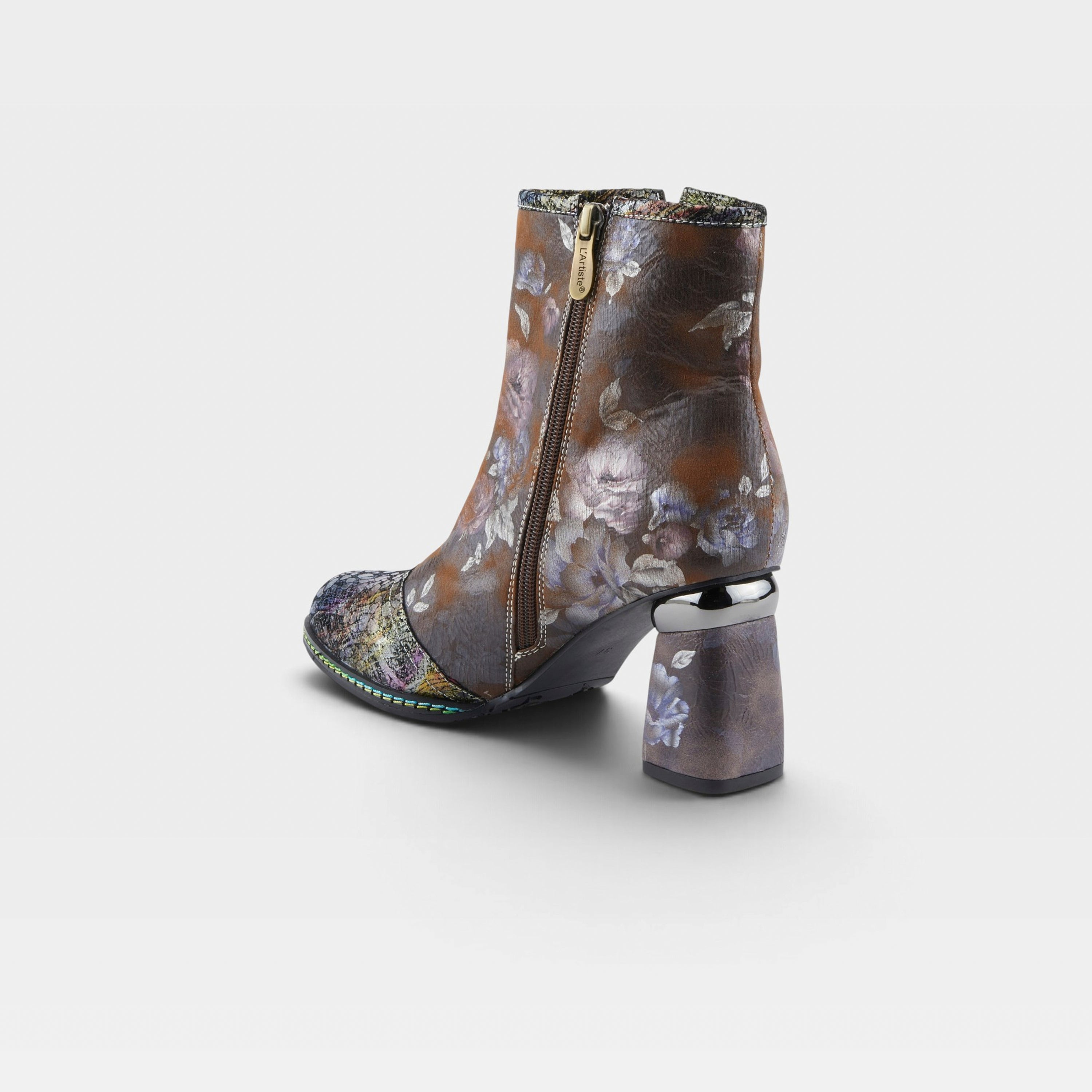 L'Artiste Carre boots in Brown Multi, alternate angle view