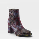 L'Artiste CARRE BOOTS in PLUM MULTI, front view