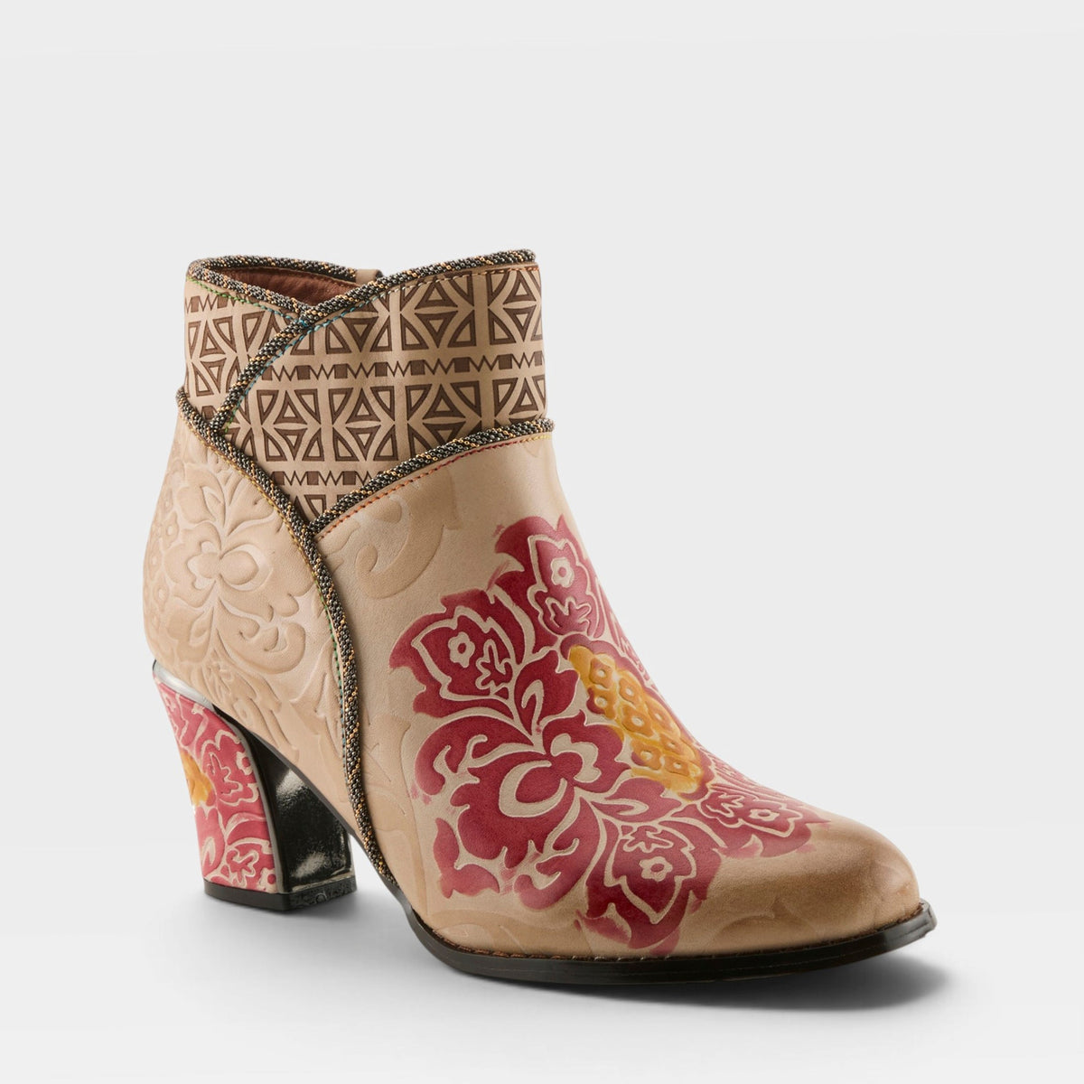 L'Artiste CHERISH BOOTS in BEIGE MULTI, front view