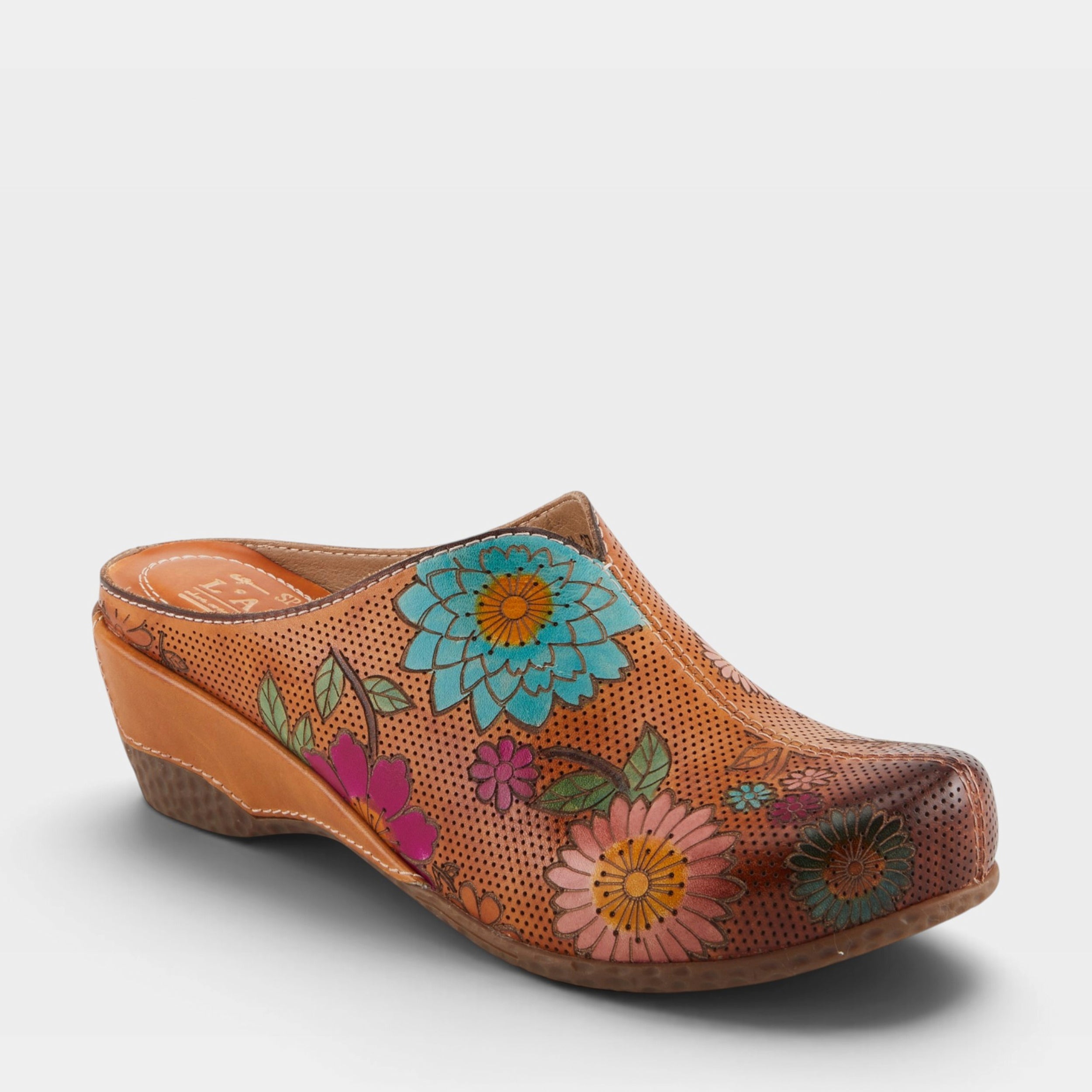 L'Artiste CHIENTI CLOGS in CAMEL MULTI, front view
