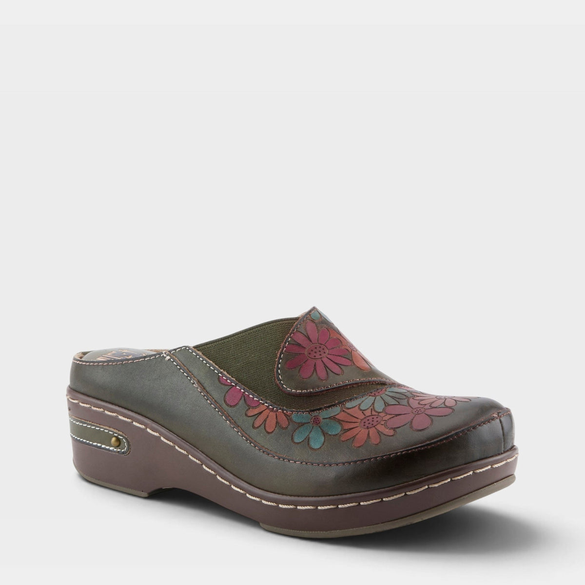 L'Artiste CHINO-DAZIS SHOES in OLIVE MULTI, front view