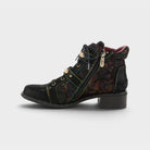 L'Artiste Chrissy booties in Black Multi, side view