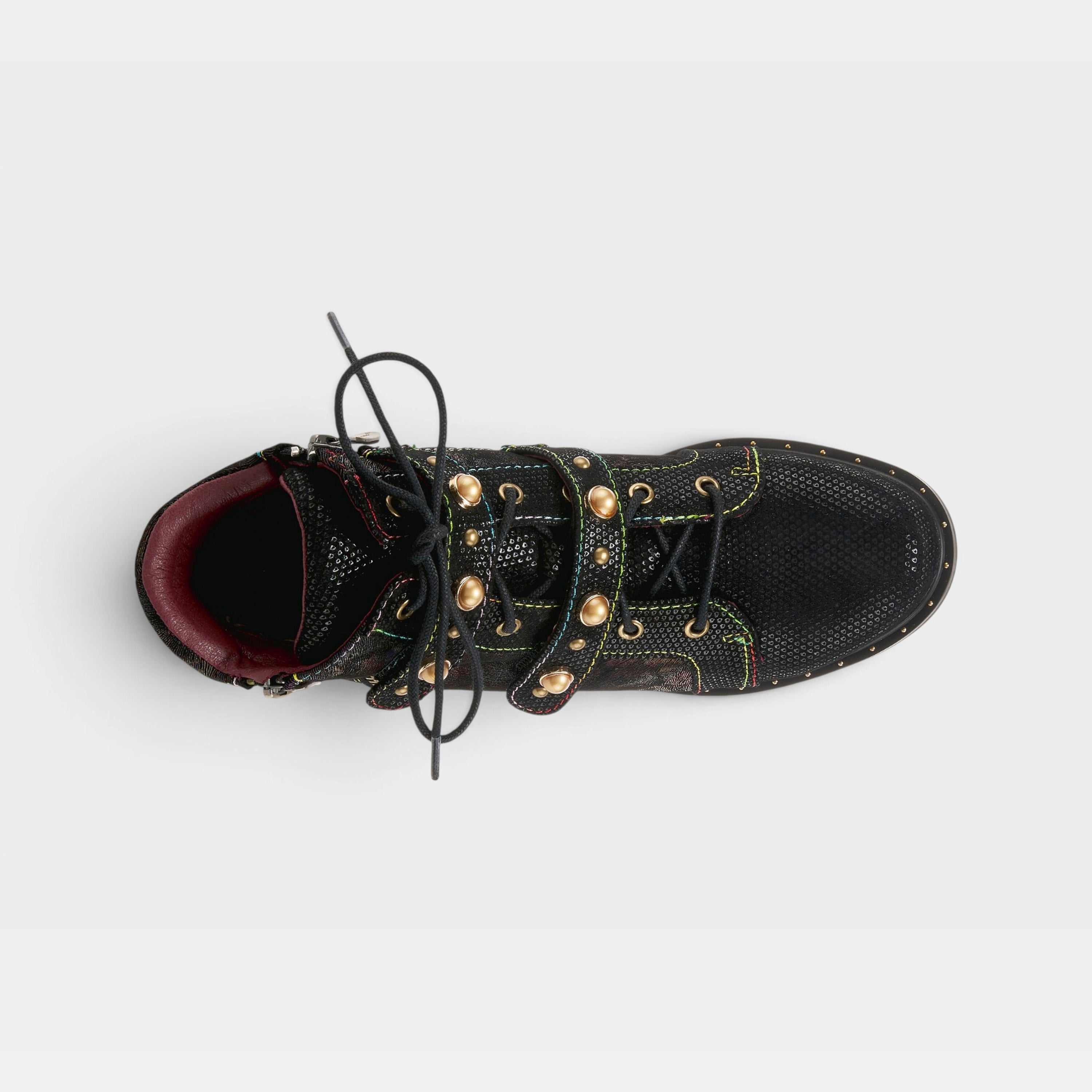 L'Artiste Chrissy booties in Black Multi, top view