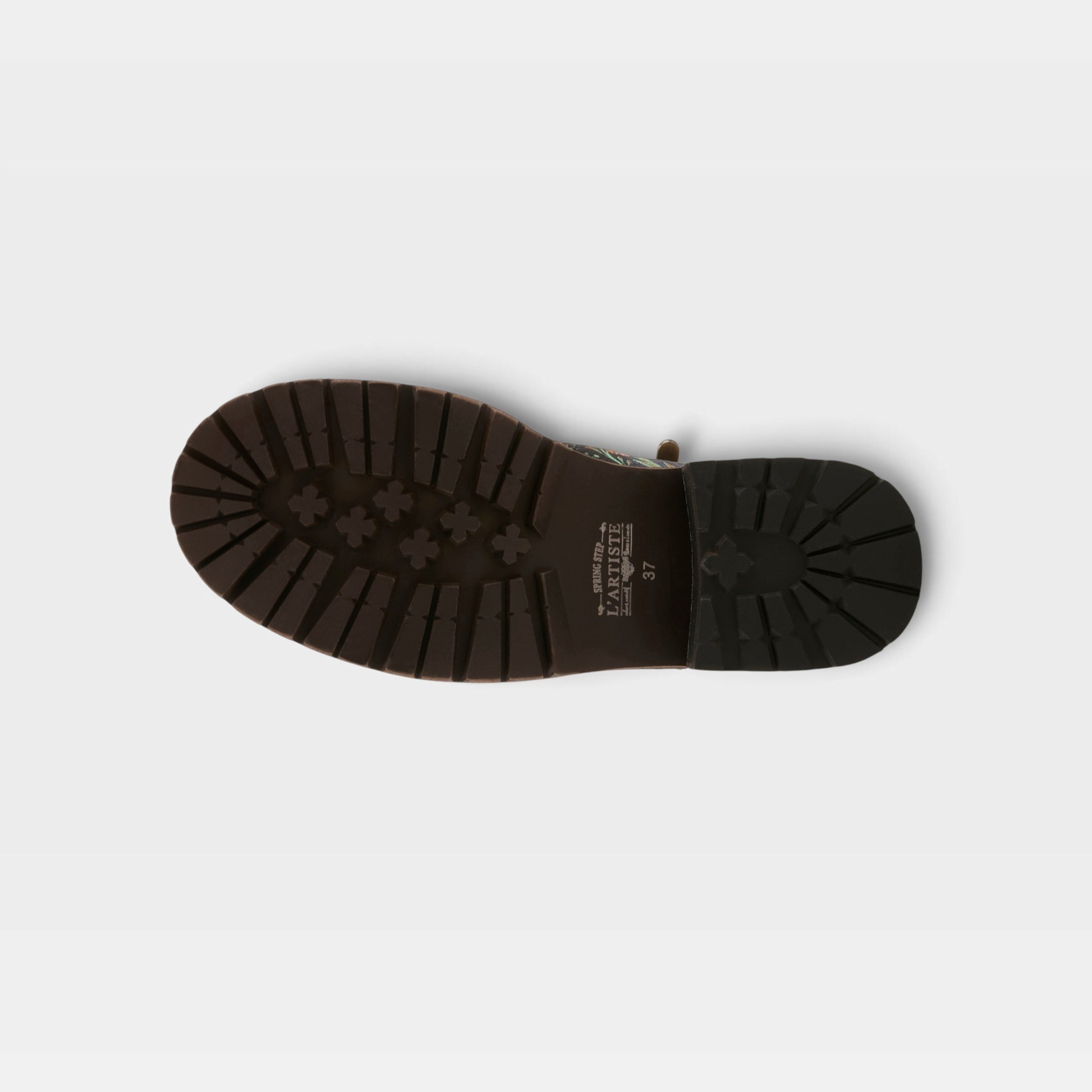 L'Artiste Cordea boots in Black Multi, outsole view