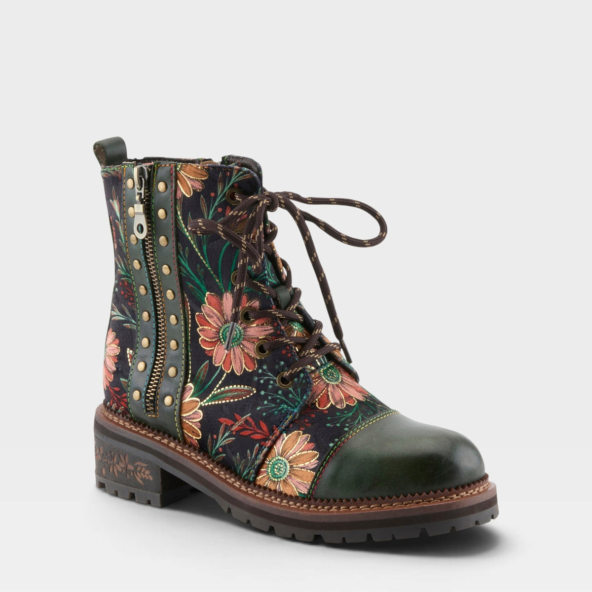 L'Artiste CORDEA BOOTS in GREEN MULTI, front view