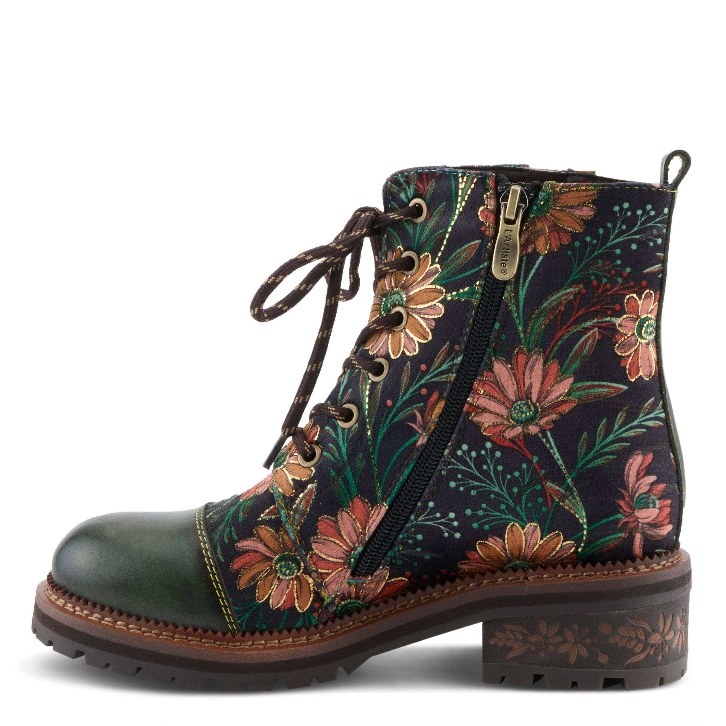 L'Artiste L'ARTISTE CORDEA BOOTS boot in green multi with handcrafted leather design
