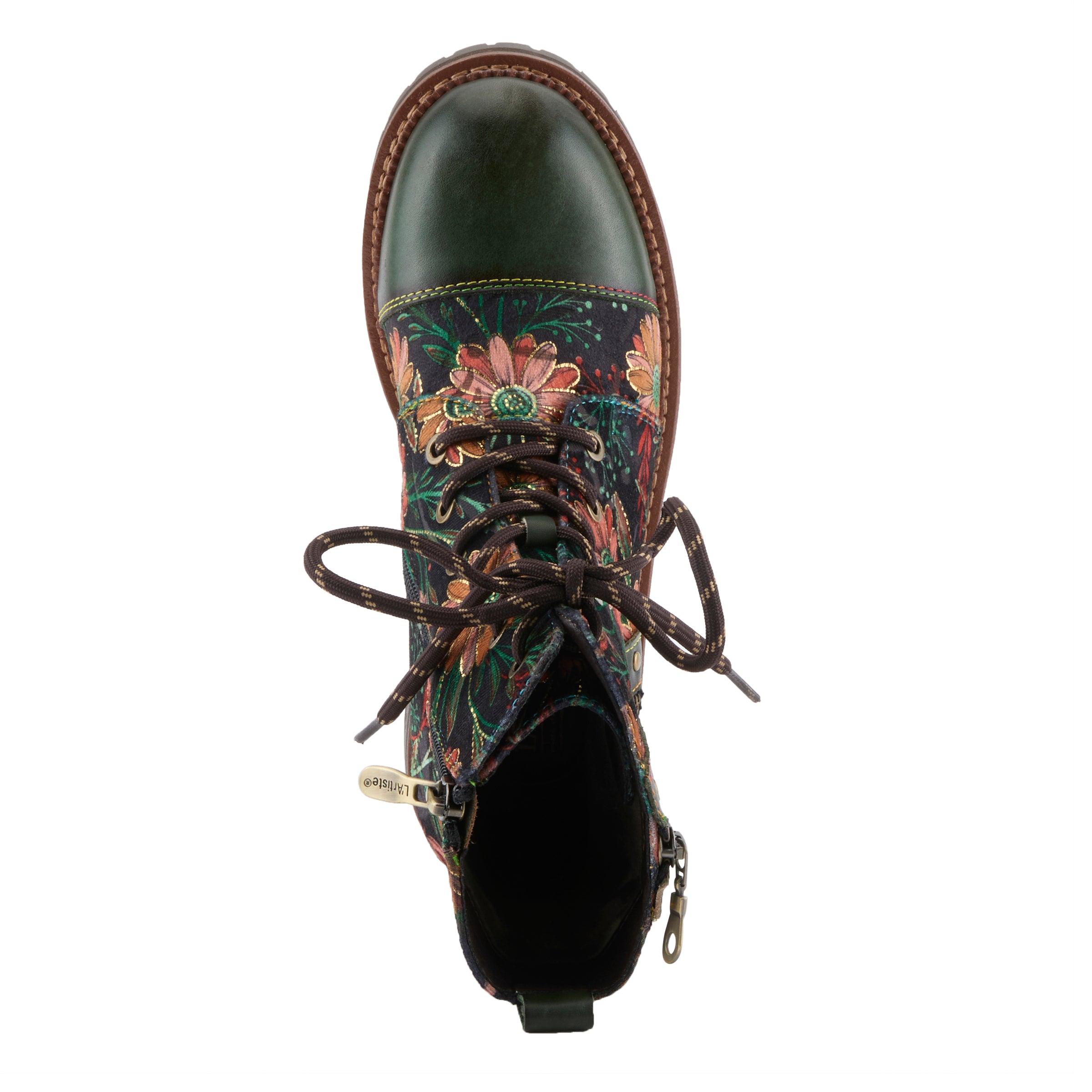 L'Artiste L'ARTISTE CORDEA BOOTS boot in green multi with handcrafted leather design