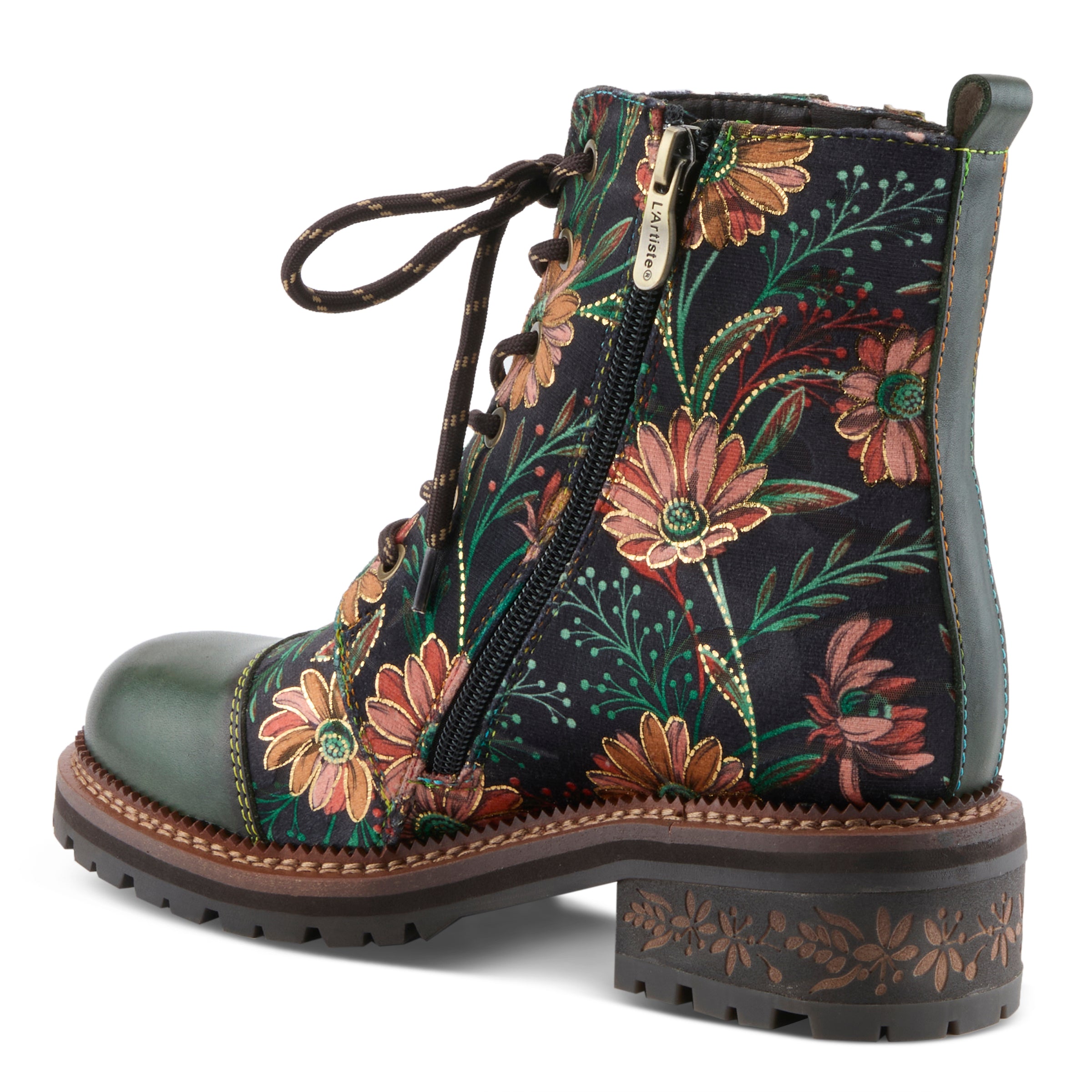 L'Artiste L'ARTISTE CORDEA BOOTS boot in green multi with handcrafted leather design