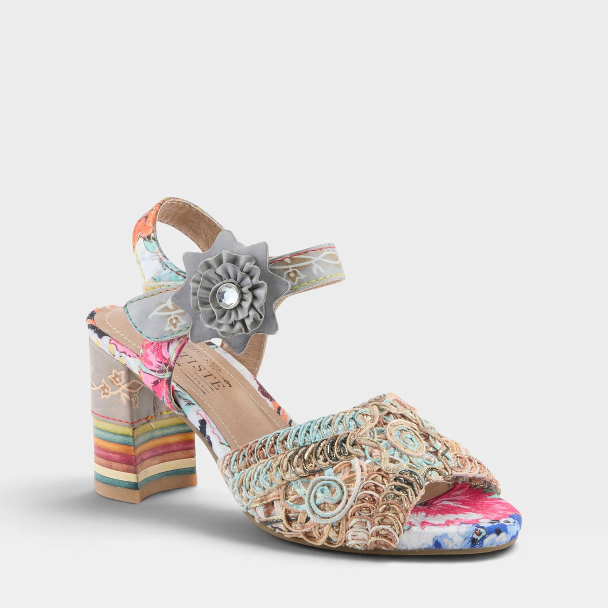 L'Artiste COSMOPLEZE SANDALS in GREY MULTI, front view