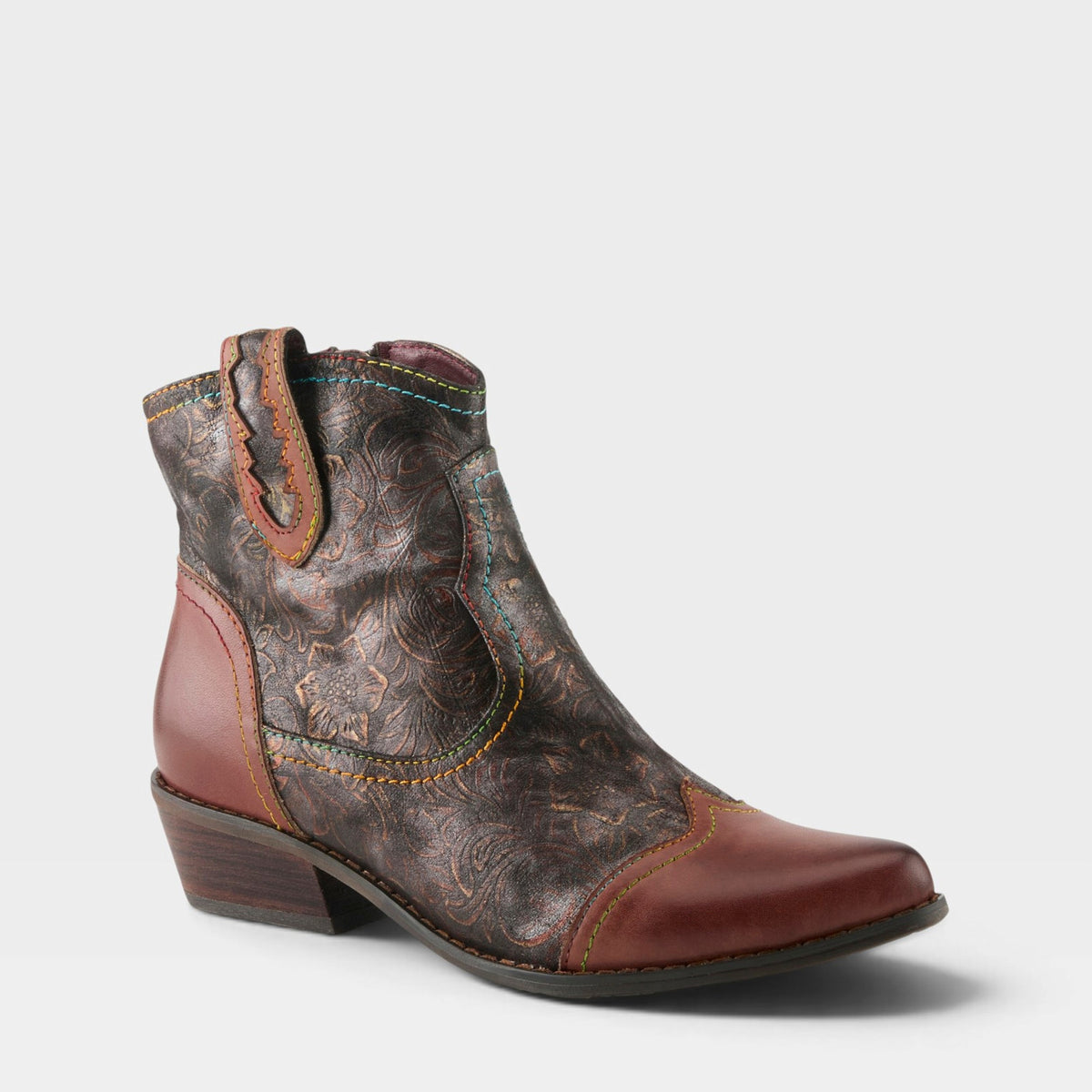 L'Artiste COUNTRYPOP-ROSE BOOTS in BROWN MULTI, front view