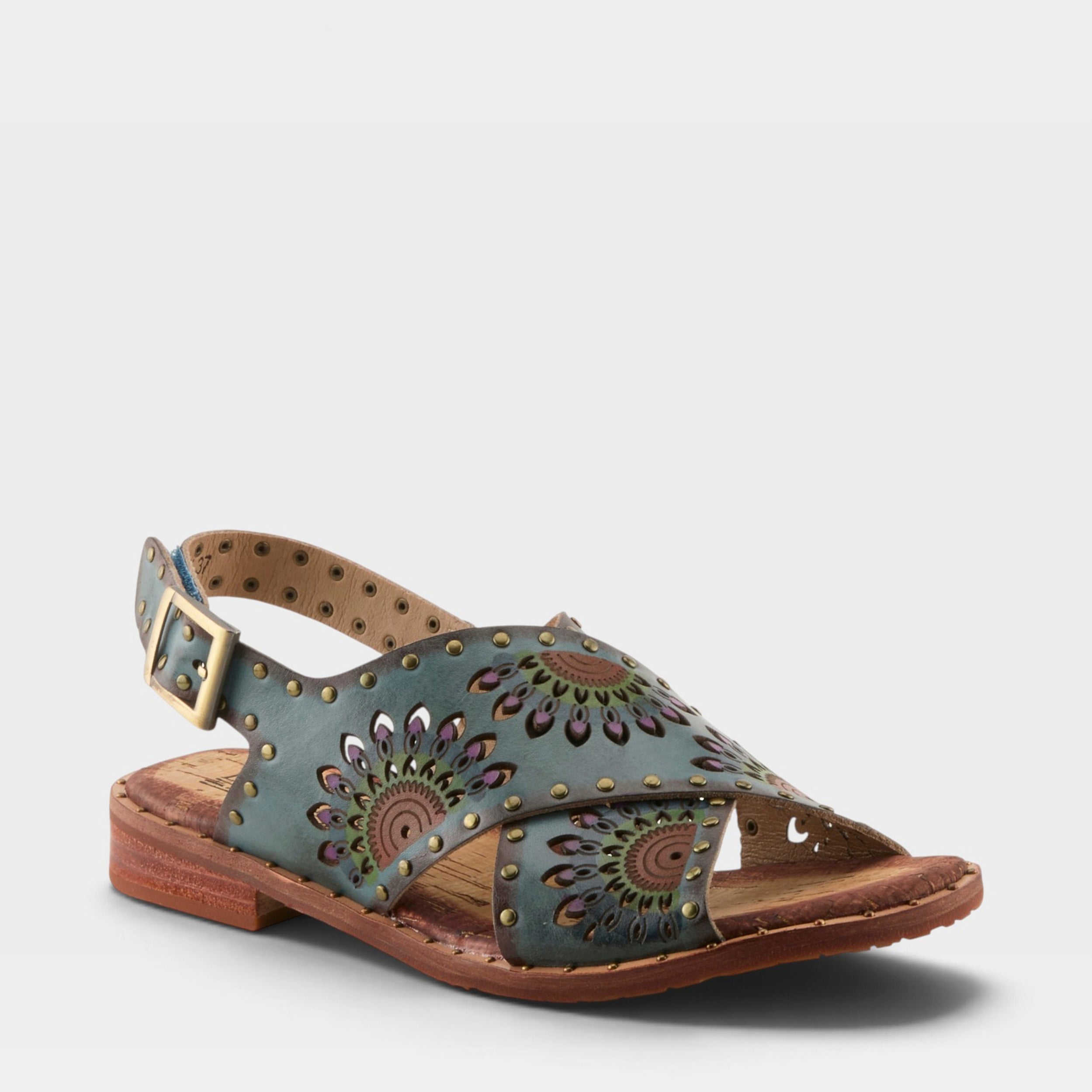 L'Artiste CROSSROADS SANDAL in GREY MULTI, front view