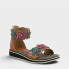 L'Artiste CRUZER SANDALS in CAMEL MULTI, front view
