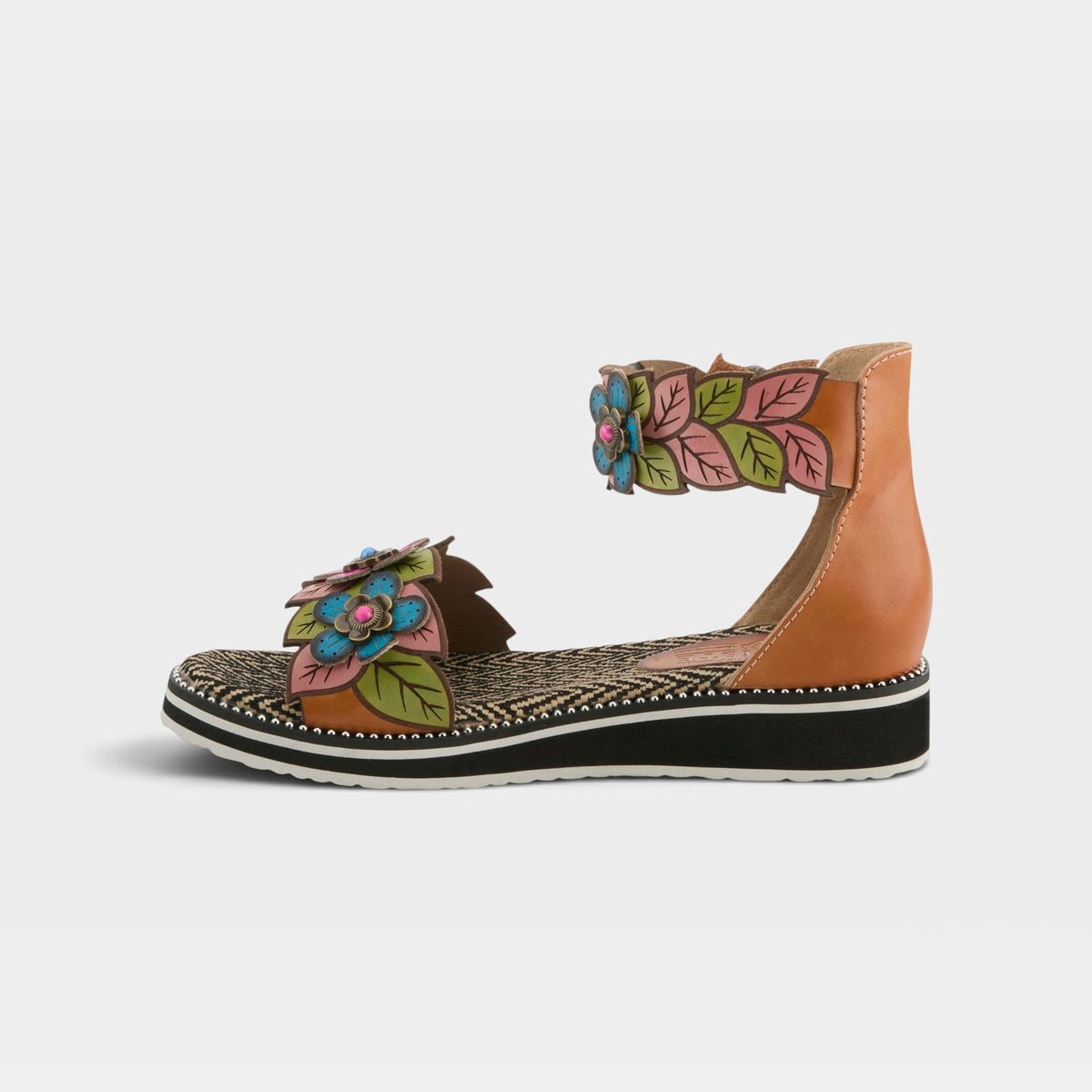 L'Artiste Cruzer sandals in Camel Multi, side view