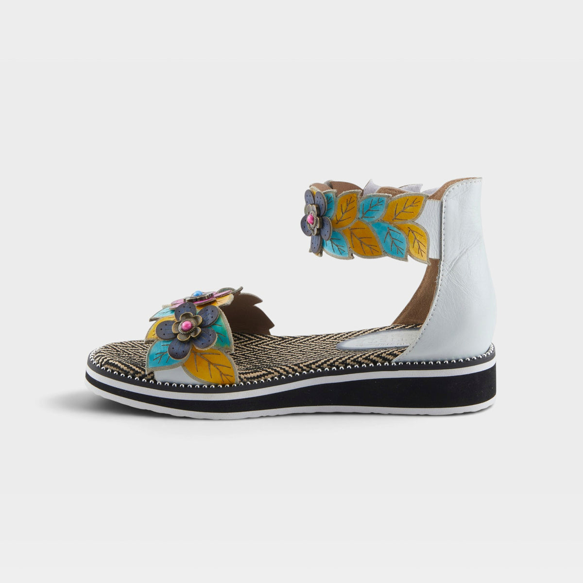 L'Artiste Cruzer sandals in White Multi, side view