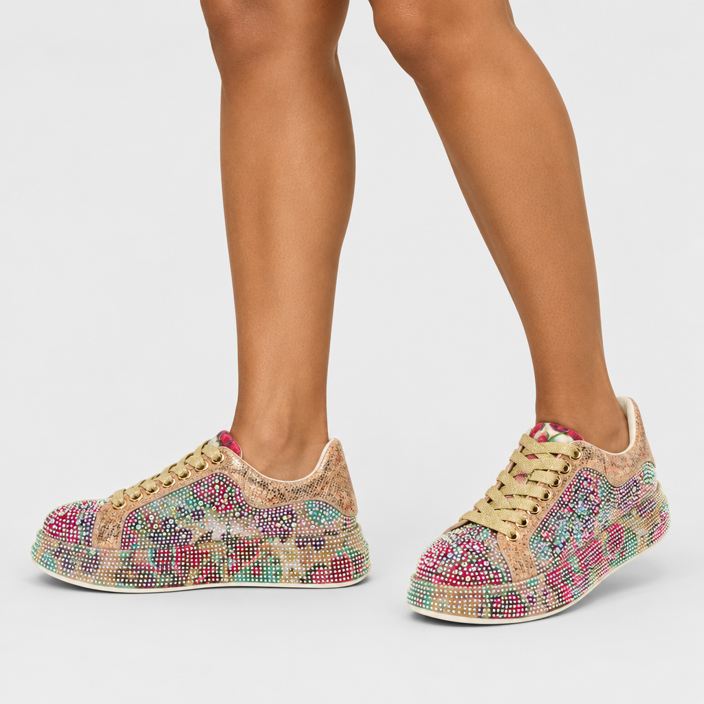 Azura Crystalushus Gold Multi Shoe - on-foot view