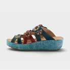 L'Artiste Cuddlecake sandals in Navy Multi, side view