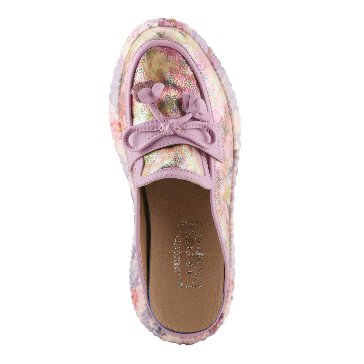 L'Artiste L'ARTISTE CUDDLES SHOES shoe in lilac multi with handcrafted leather design