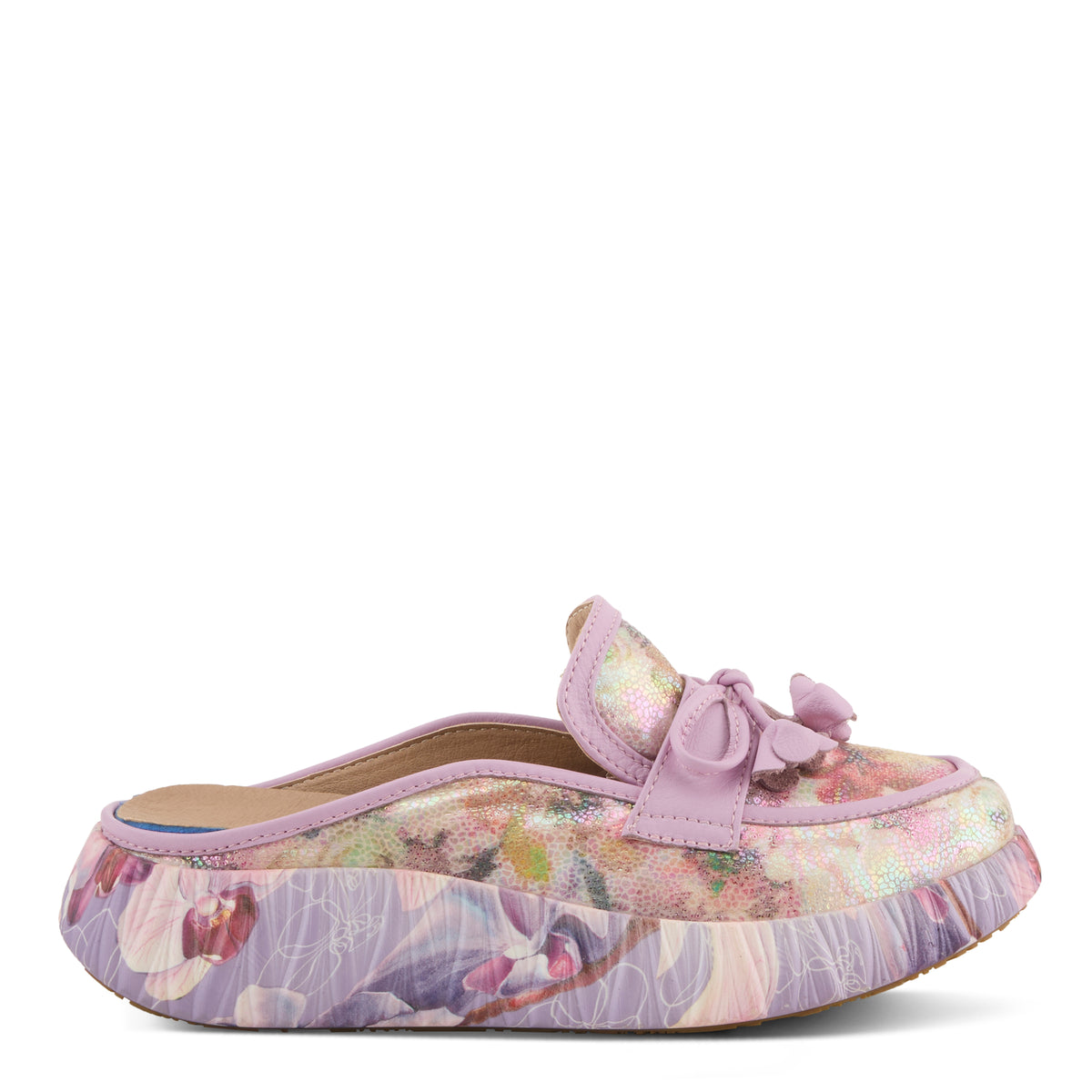 L'Artiste L'ARTISTE CUDDLES SHOES shoe in lilac multi with handcrafted leather design