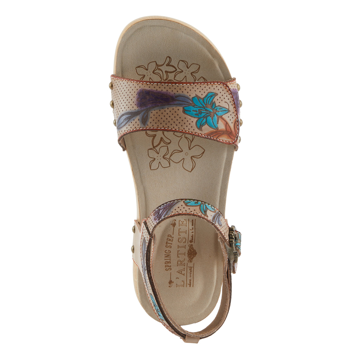 L'Artiste L'ARTISTE DAKOA SANDALS sandal in beige multi with handcrafted leather design