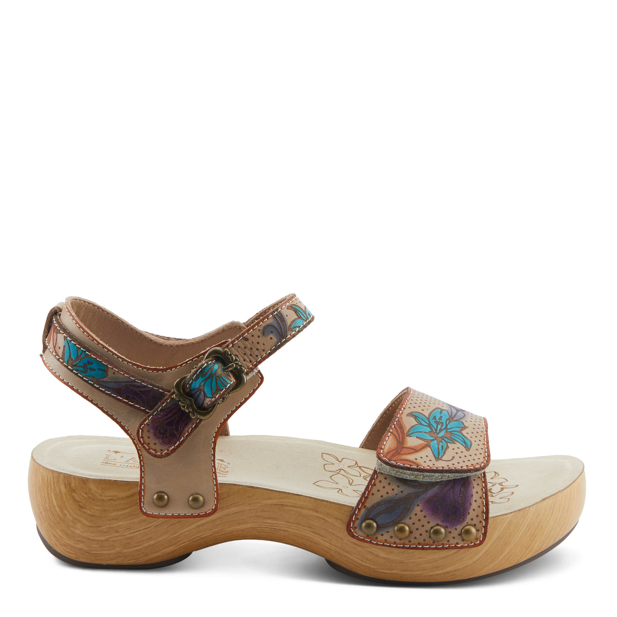 L'Artiste L'ARTISTE DAKOA SANDALS sandal in beige multi with handcrafted leather design