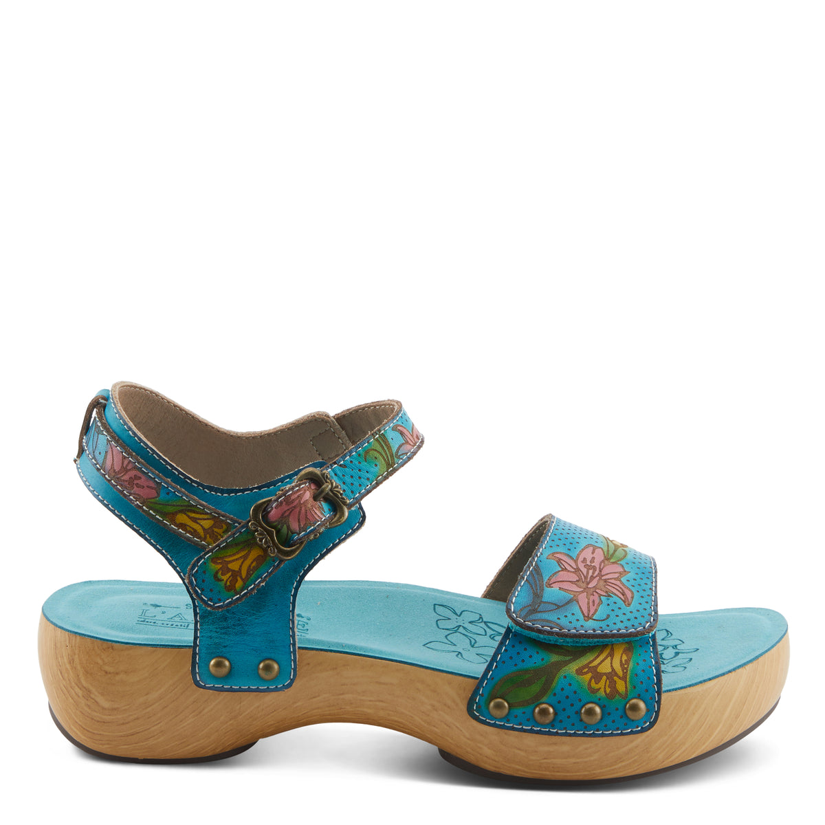 L'Artiste L'ARTISTE DAKOA SANDALS sandal in turquoise multi with handcrafted leather design