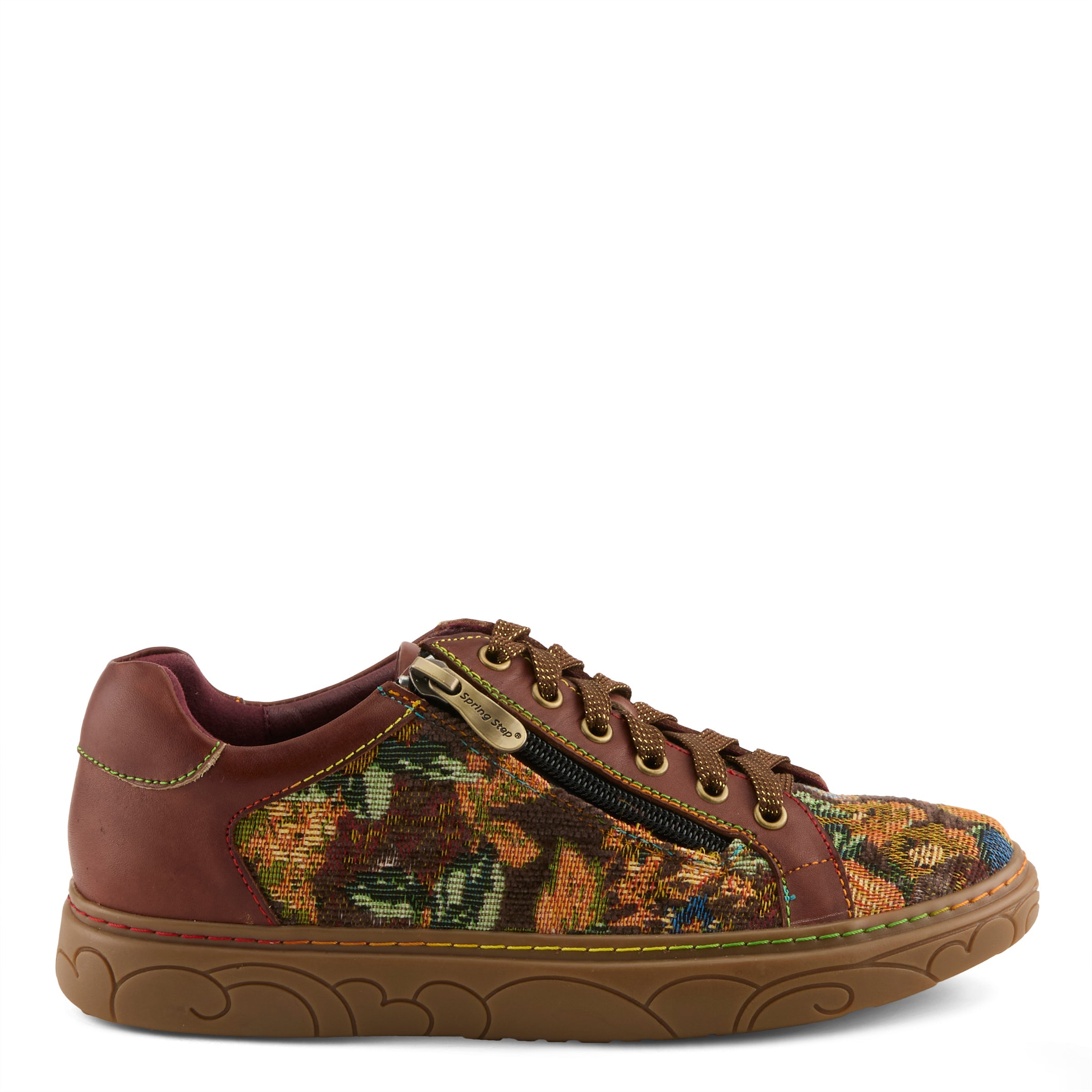L'Artiste L'ARTISTE DANLI-FAB SNEAKER SHOE shoe in brown multi with handcrafted leather design
