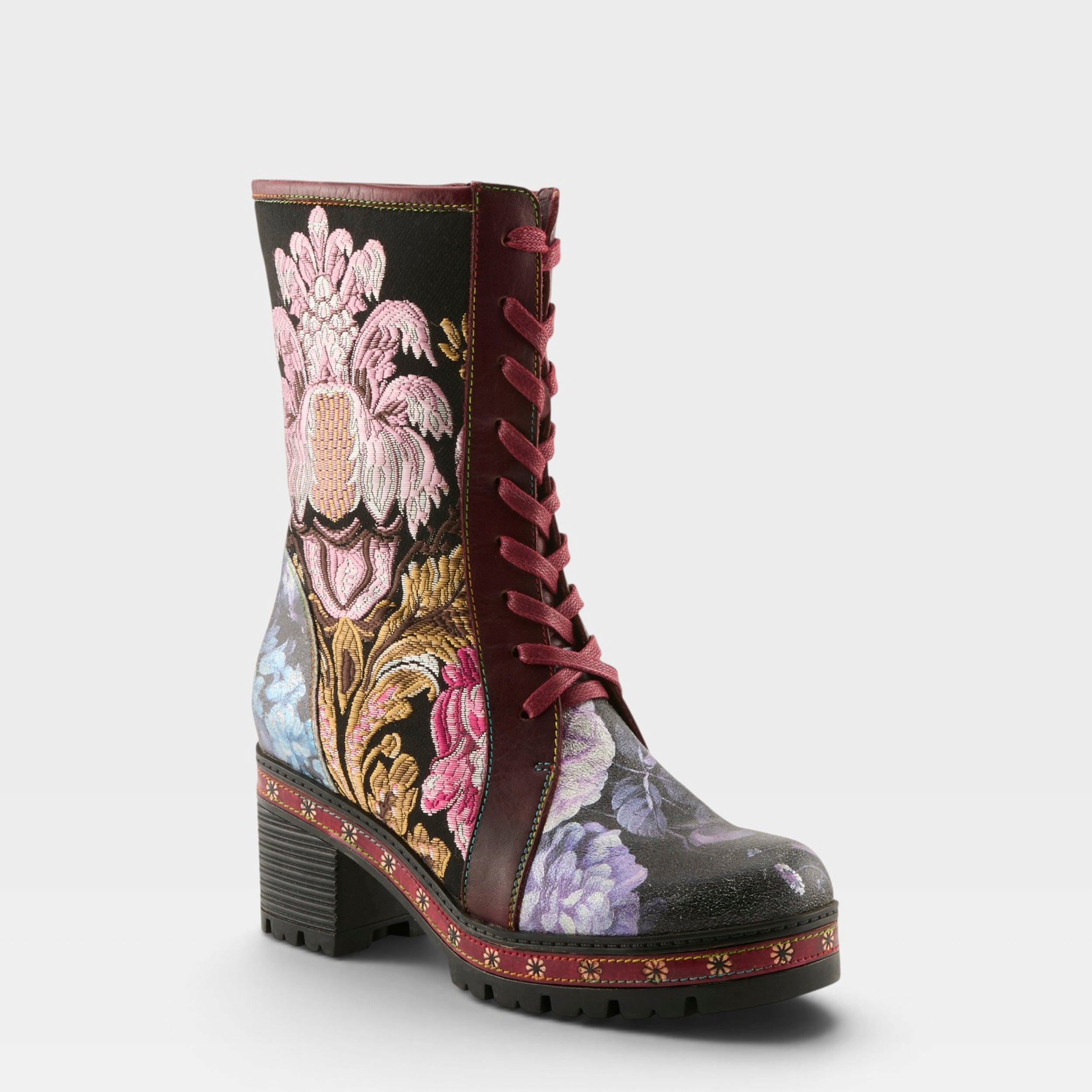 L'Artiste DANNIE BOOTIE in BORDEAUX MULTI, front view