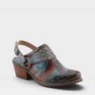L'Artiste DAYTONA CLOGS in BLUE MULTI, front view