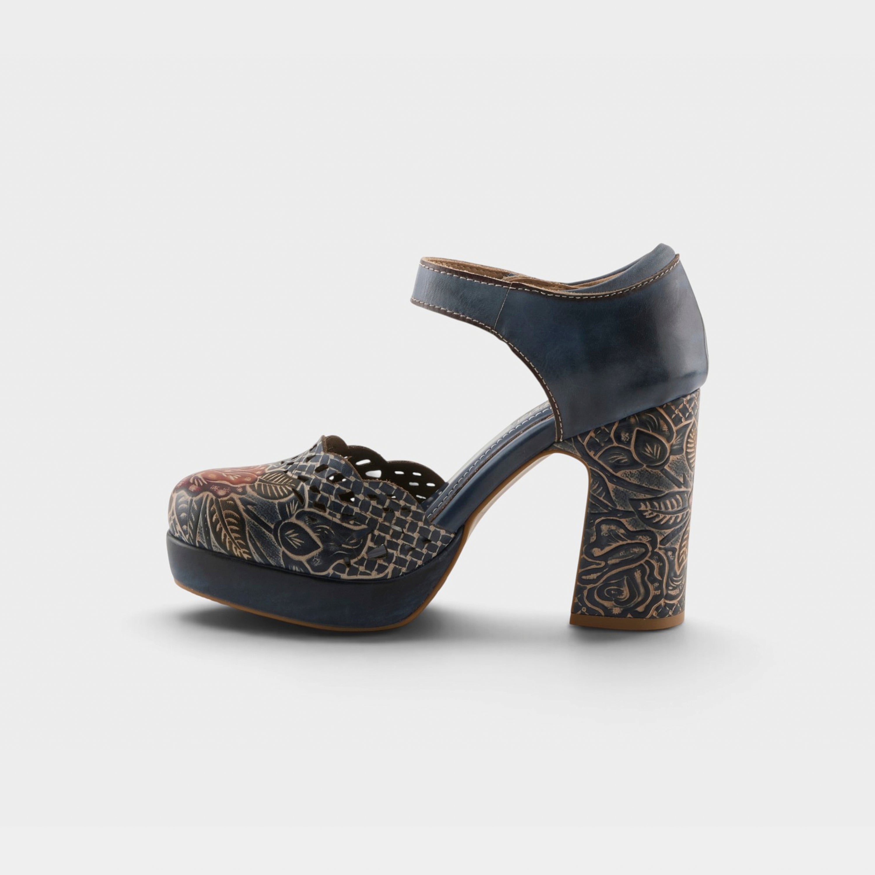 L'Artiste Debbihary Mary Jane shoes in Navy Multi, side view